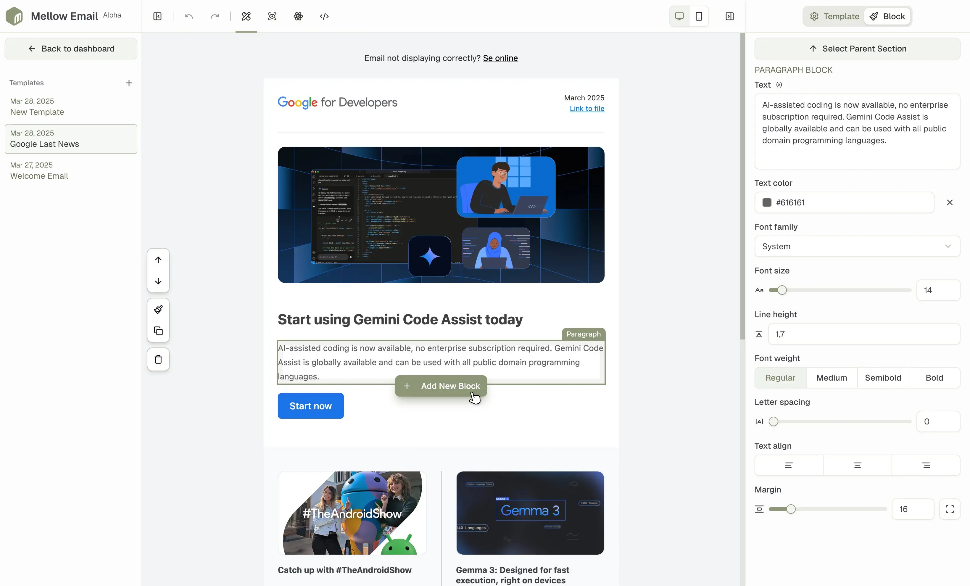 Mellow Email Builder Preview